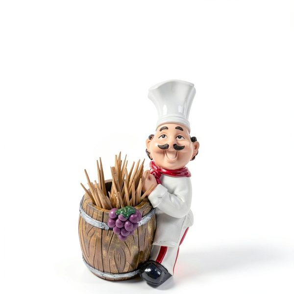 Chef Toothpicks Holder by Kitchenthusiast Set with Basket & Barrel-1