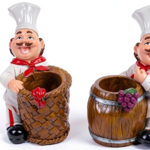 Chef Toothpicks Holder by Kitchenthusiast Set with Basket & Barrel-0