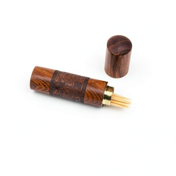 Toothpick Holder Huwane Portable Wood Case 4-Pack Waterproof Handmade-2