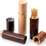 Portable Wood Toothpick Holder Larrel Mini Pocket Spiral Seal Box-0