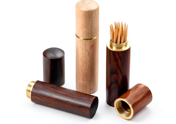 Portable Wood Toothpick Holder Larrel Mini Pocket Spiral Seal Box-0