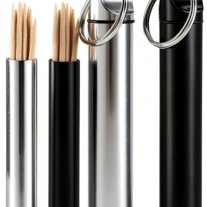 Metal Toothpick Holder YUXIANLB 4PCS Cases with Keychain Small Large-0