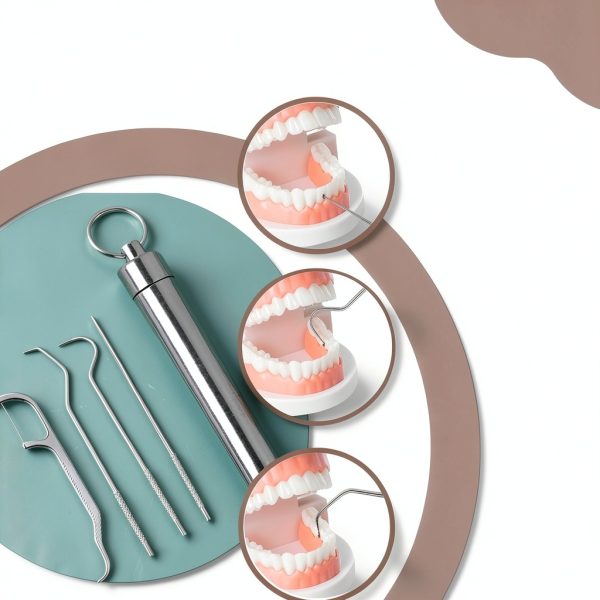 7Set Portable Storage Toothpick Holder with Stainless Steel Toothpicks Dispenser for Teeth Cleaning Unique Home Design Decoration Sliver-3