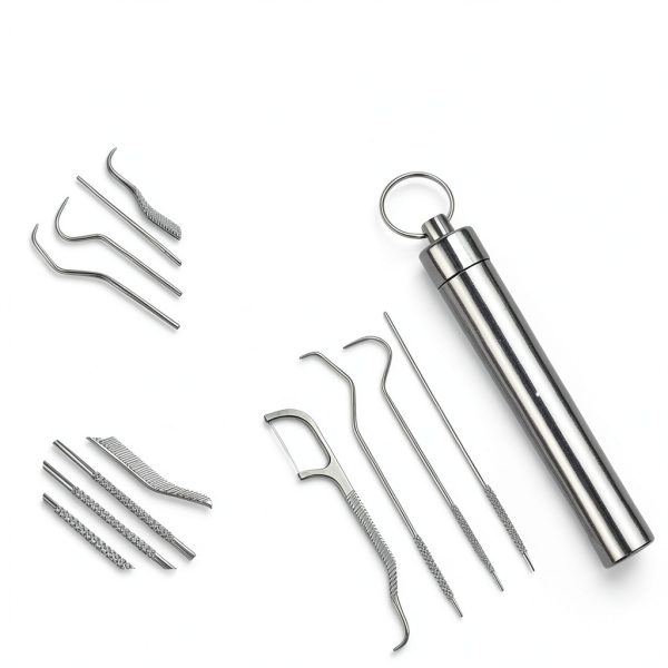 7Set Portable Storage Toothpick Holder with Stainless Steel Toothpicks Dispenser for Teeth Cleaning Unique Home Design Decoration Sliver-6