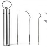 7Set Portable Storage Toothpick Holder with Stainless Steel Toothpicks Dispenser for Teeth Cleaning Unique Home Design Decoration Sliver-0