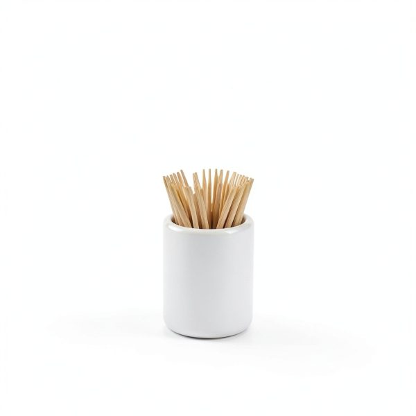 4Packs Mini White Ceramic Toothpick Holder Small Porcelain Toothpick Dispenser Cup Modern Tabletop Toothpick Container for Home, Kitchen, Dining, Party Size 1.3in Dia x 1.8in H-1