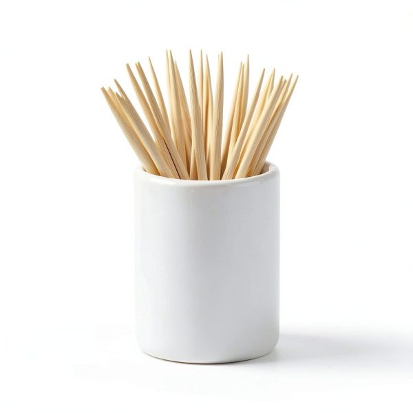 4Packs Mini White Ceramic Toothpick Holder Small Porcelain Toothpick Dispenser Cup Modern Tabletop Toothpick Container for Home, Kitchen, Dining, Party Size 1.3in Dia x 1.8in H-2