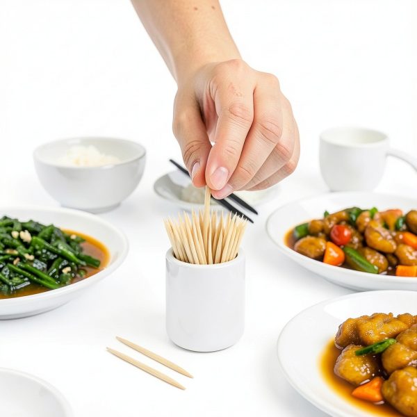4Packs Mini White Ceramic Toothpick Holder Small Porcelain Toothpick Dispenser Cup Modern Tabletop Toothpick Container for Home, Kitchen, Dining, Party Size 1.3in Dia x 1.8in H-4